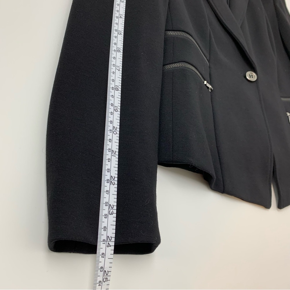 Marella Blazer Black Zip Accents Button Sz 12 Classic Elegant Office Italy - Picture 6 of 14
